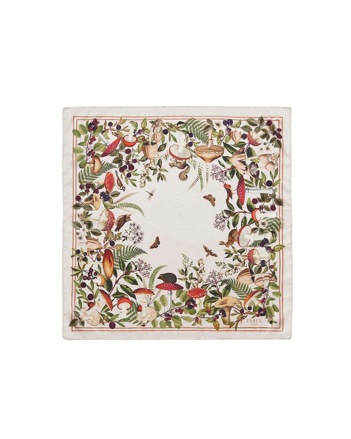 Orla Mushroom Small Square Scarf in Ivory