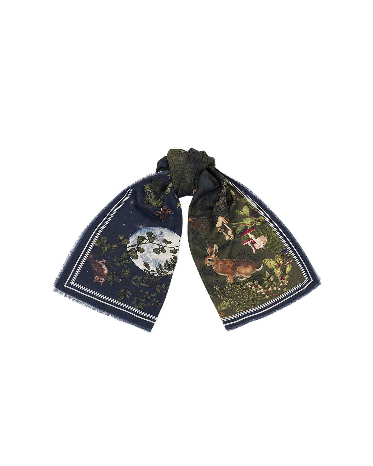Woodland Meadow Large Rectangle Scarf in Navy