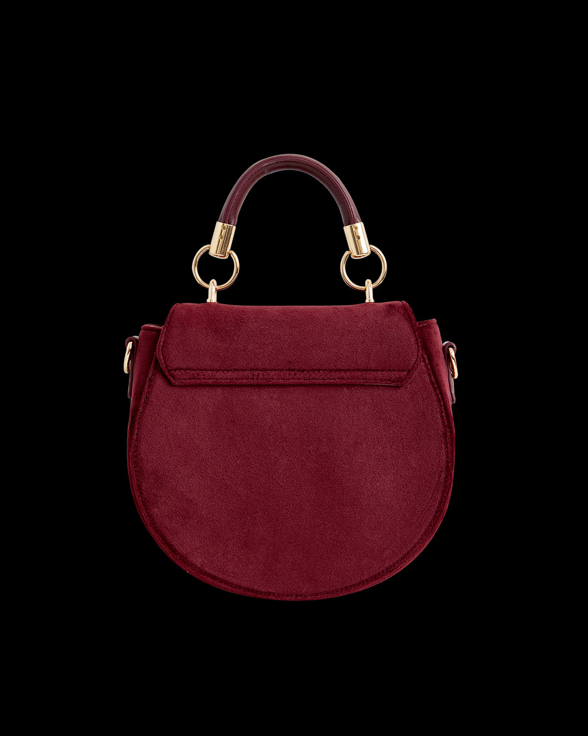 Fox & Mushroom Embroidered Saddle Bag - Redcurrant Velvet