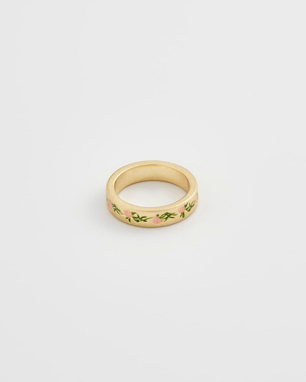 Pink Floral Hoop Ring by Fable England