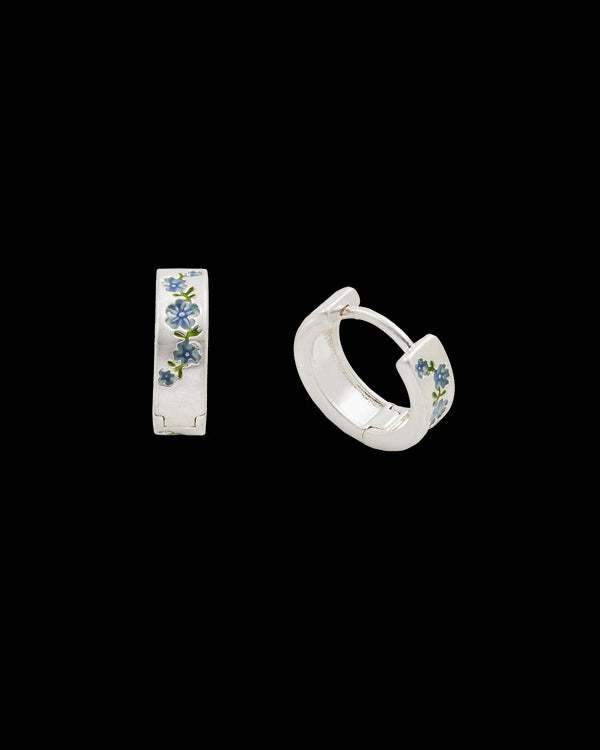 Forget Me Not Silver Mini Hoop Earrings