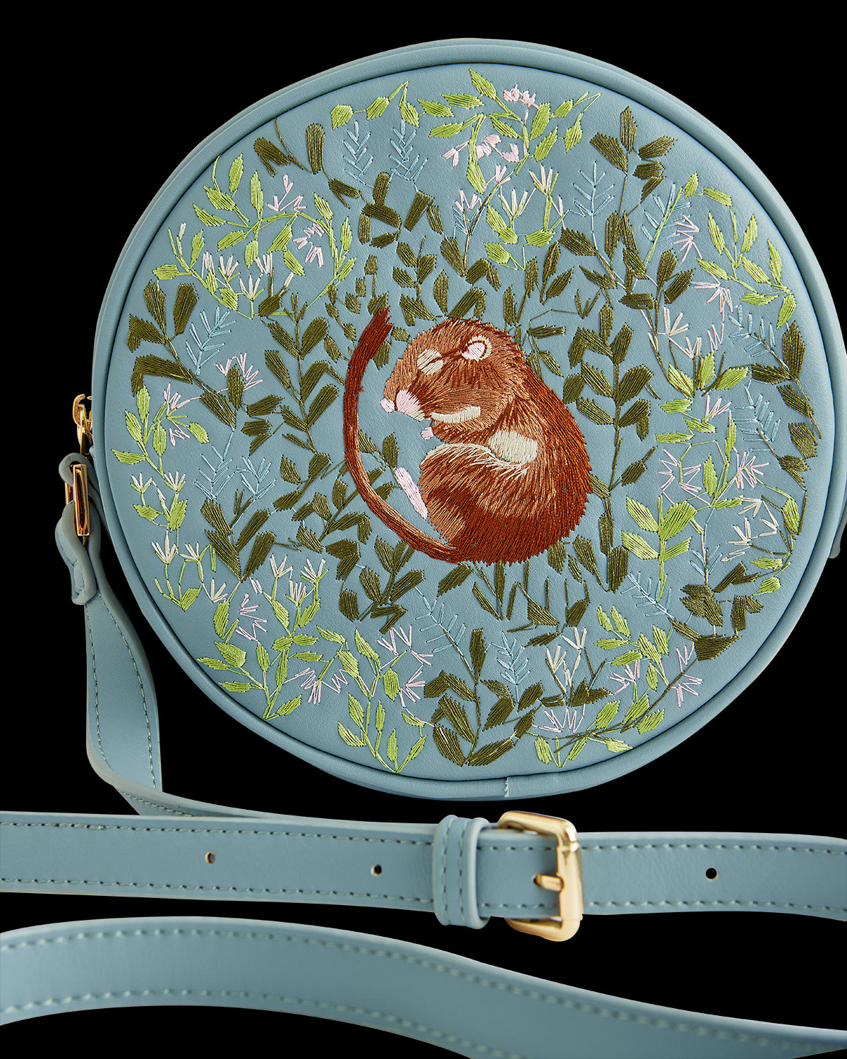 FABLE クロエ サークルバッグ 刺繍入り ドーマウス ブルー Chloe Circle Bag Embroidered Dormouse Blue | Fable England