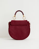 Fox & Mushroom Embroidered Saddle Bag - Redcurrant Velvet