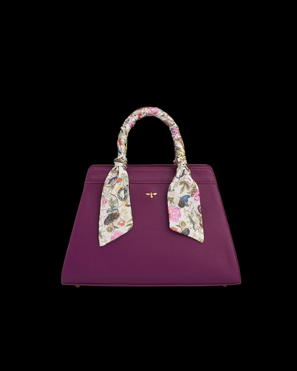 Floral Engravings Large Plum Tote