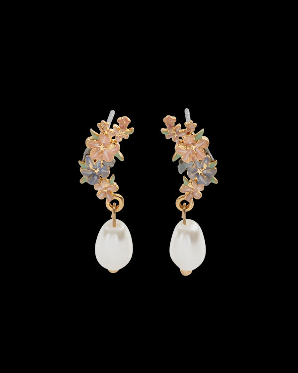 Hibiscus & Pearl Earrings