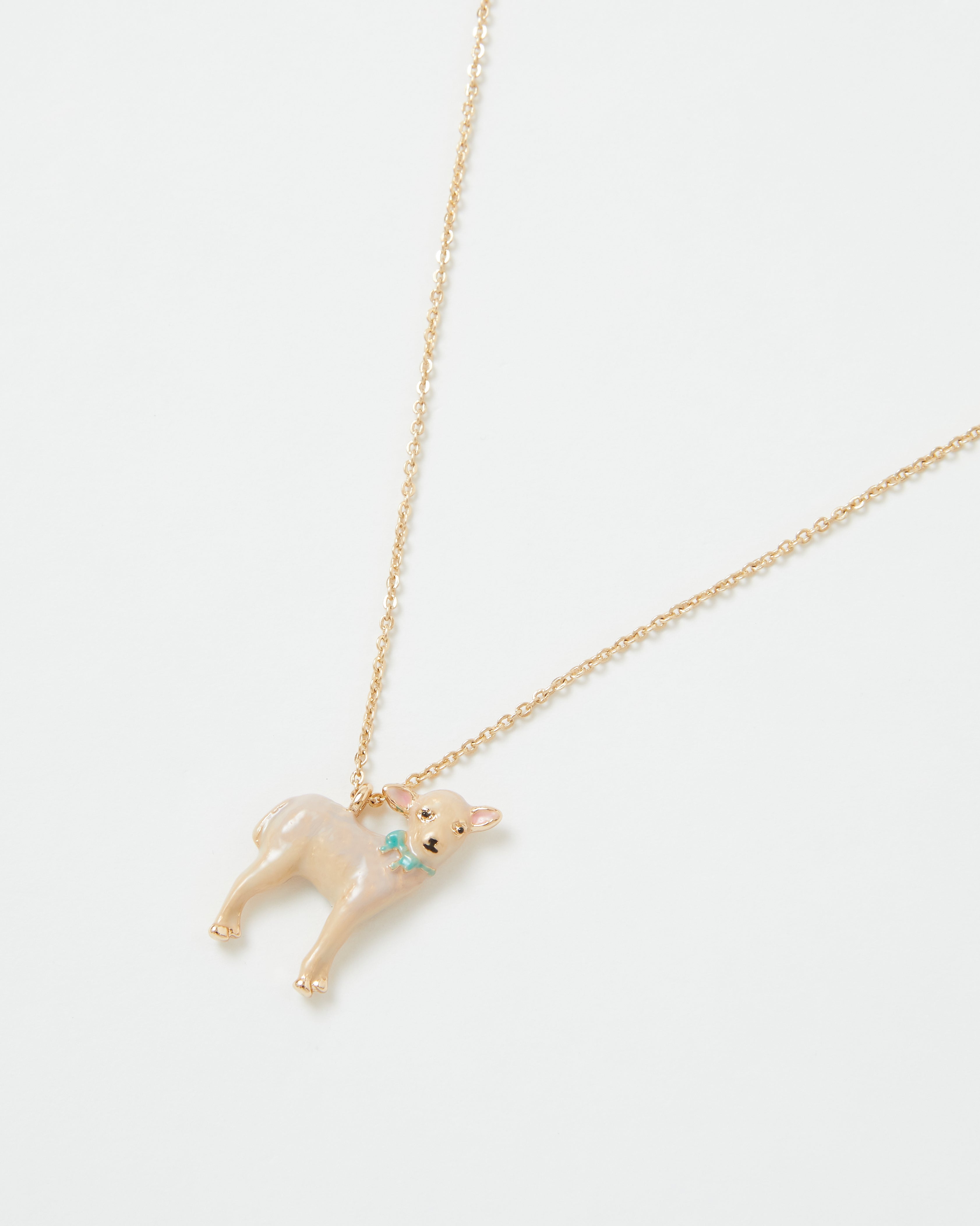 Enamel Lamb Short Necklace