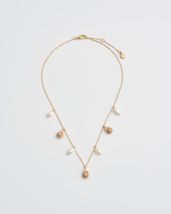Sea Snail Charm & Pearl Necklace