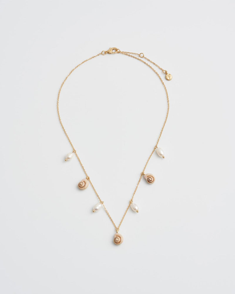 Sea Snail Charm & Pearl Necklace