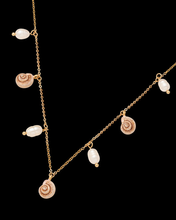 Sea Snail Charm & Pearl Necklace