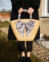Tree Of Life Monochrome Raffia Basket Bag