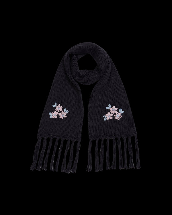 Forget-Me-Not Knitted Navy Scarf