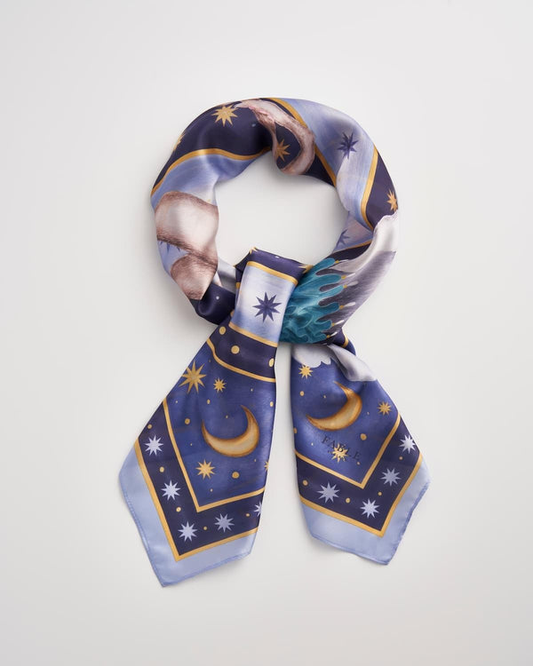 Catherine Rowe Pet Portraits Whippet Silk Square Scarf - Blue