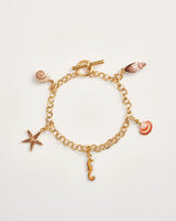 Hand Painted Shell Worn Gold Charm Bracelet by Fable England