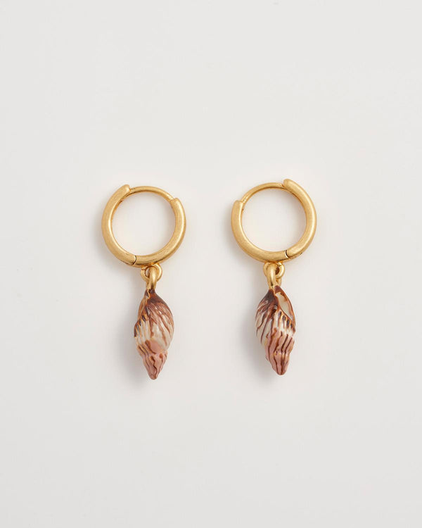 Spiral Shell Huggie Hoops