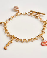 Hand Painted Shell Worn Gold Charm Bracelet by Fable England