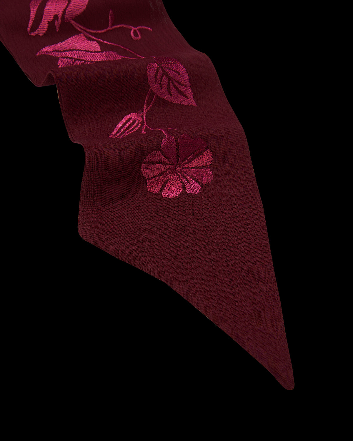 Fular Bohemio Bordado Floral Burdeos