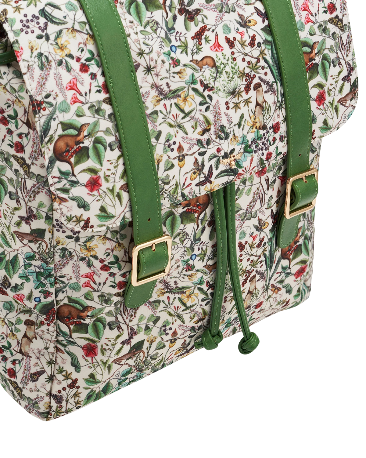 Green Garden Floral Buckle Backpack