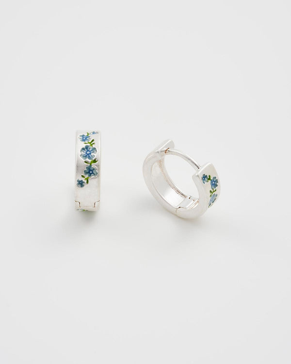 Forget Me Not Silver Mini Hoop Earring
