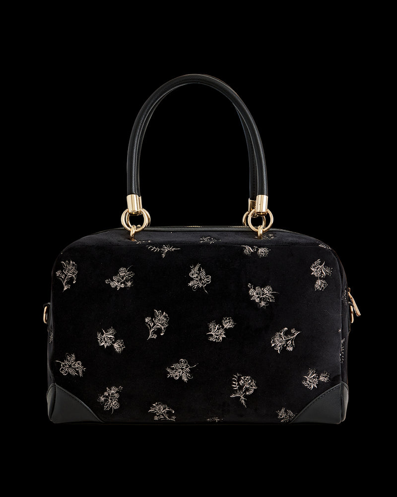 Hepsie Embroidered Bag Black Velvet