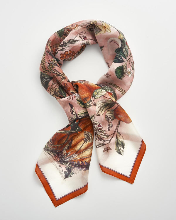 Fable England UK Scarf Nocturnal Garden Scarf Pink Lady