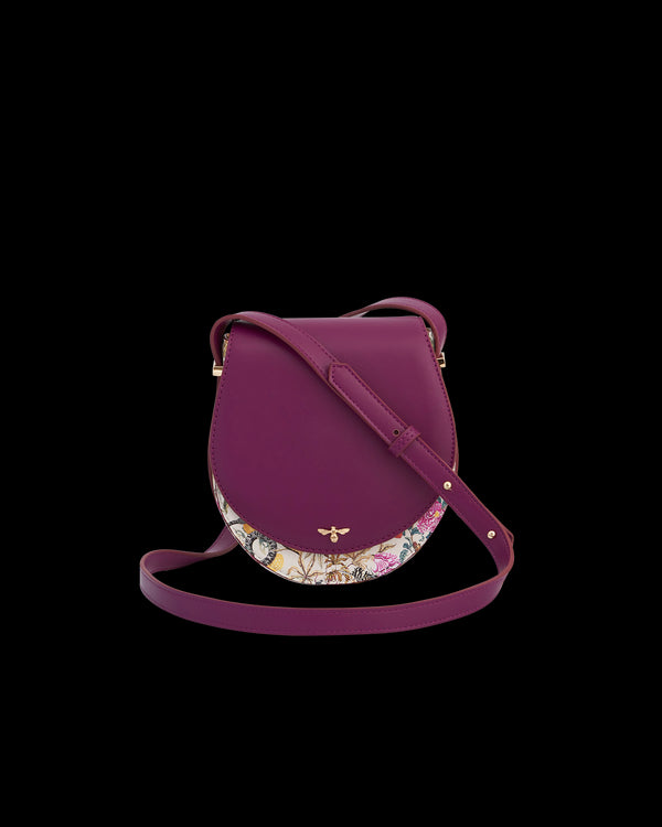 Floral Engravings Plum Saddle Bag
