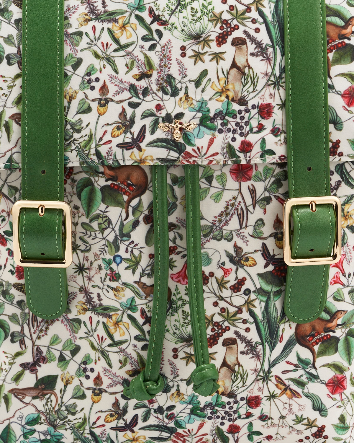 Green Garden Floral Buckle Backpack