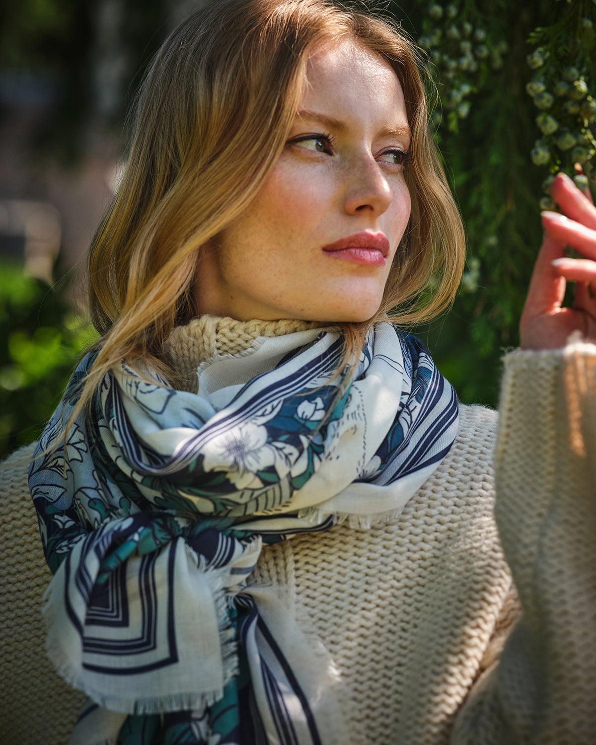 Blue Solara Winter Scene Long Scarf