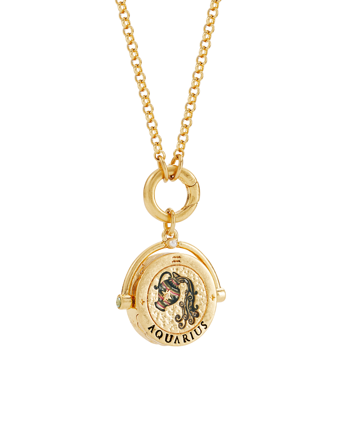 Collar giratorio con signo del zodiaco Acuario dorado