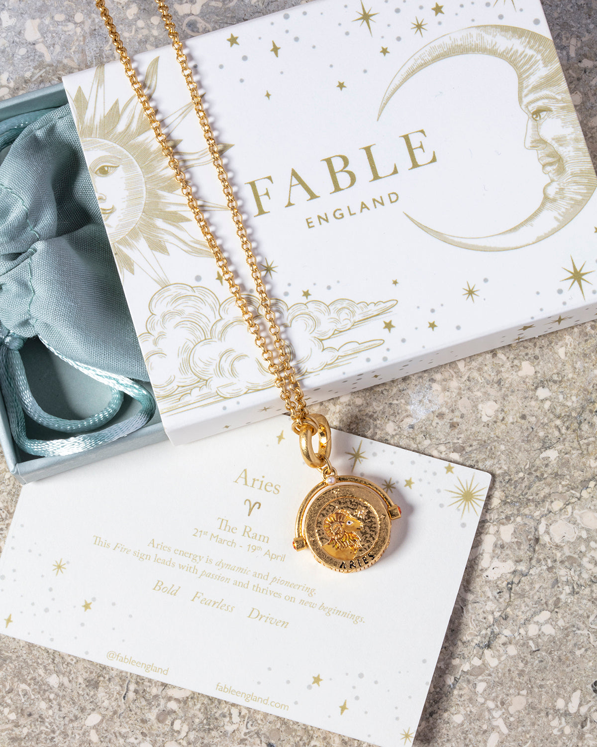 おひつじ座 ゾディアック スピナーネックレス ゴールド | Fable England