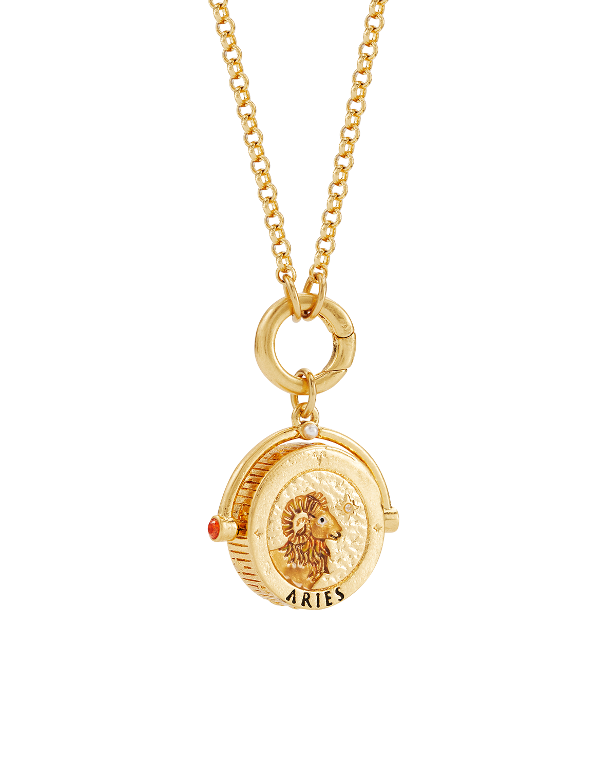 Aries Zodiac Spinner Necklace in Gold