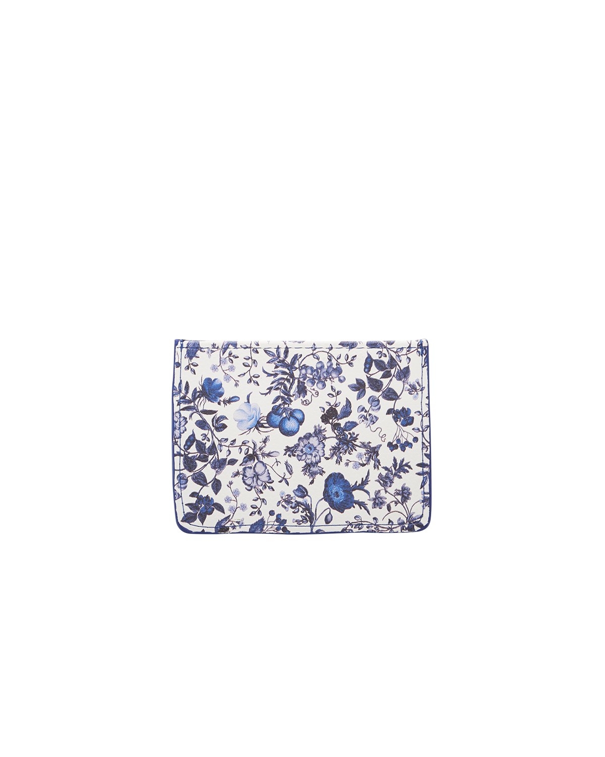 Blue Agnes Ditsy Card Holder in floral design, crafted from soft faux leather for easy access to cards.