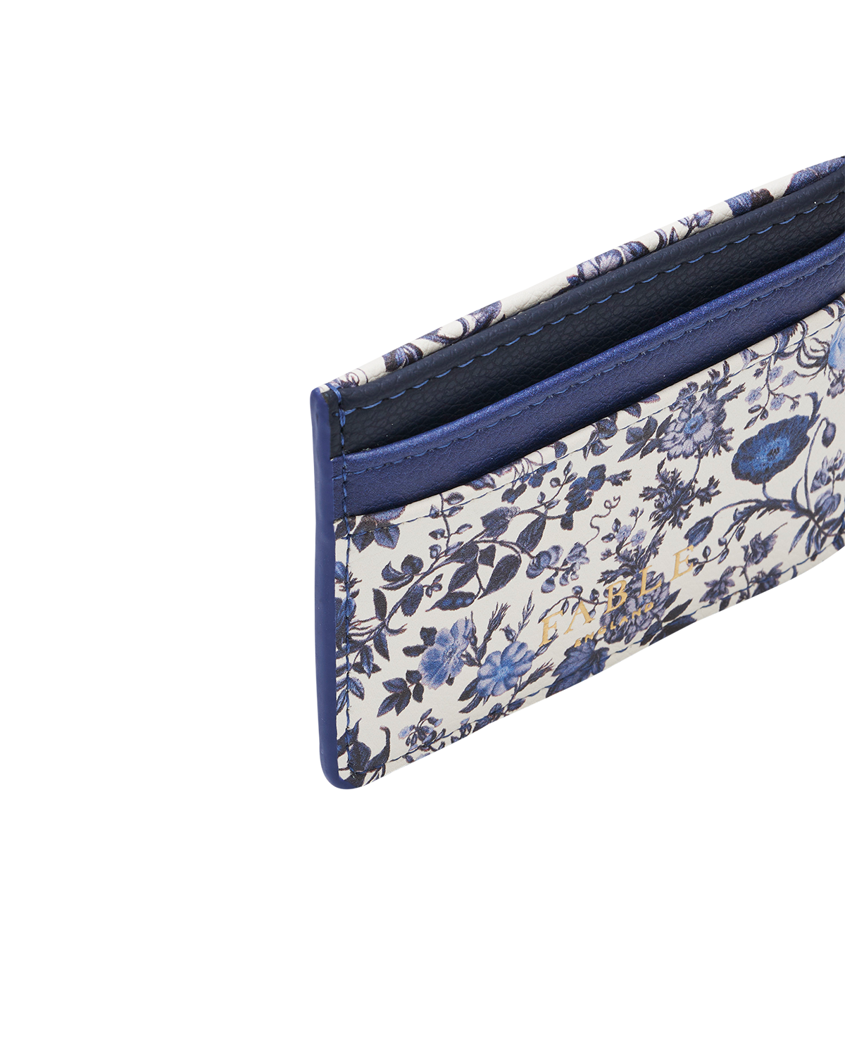 Blue Agnes Ditsy Card Holder featuring floral design and soft faux leather for easy access to essentials.