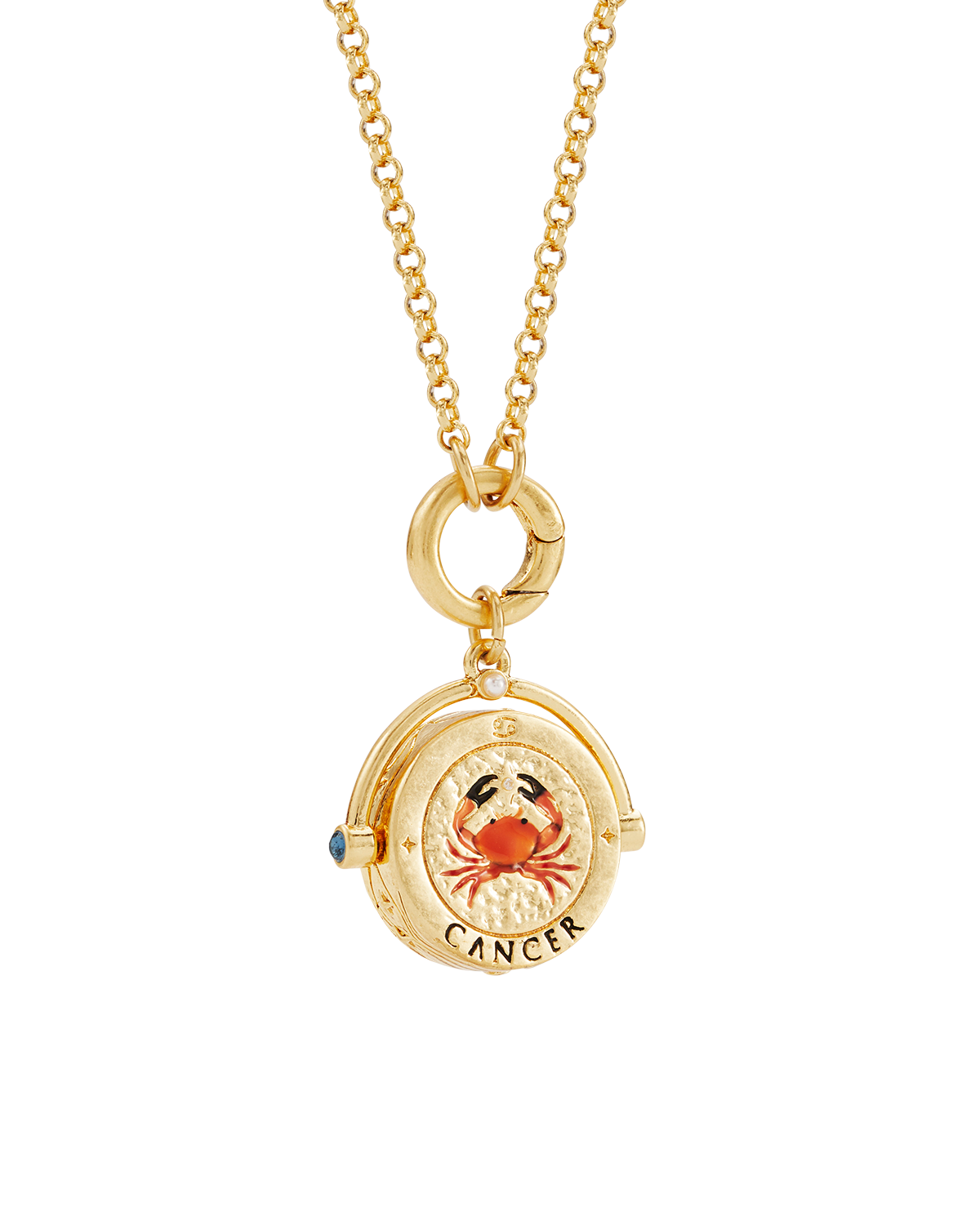Krebs Sternzeichen Halskette mit Drehanhänger in Gold