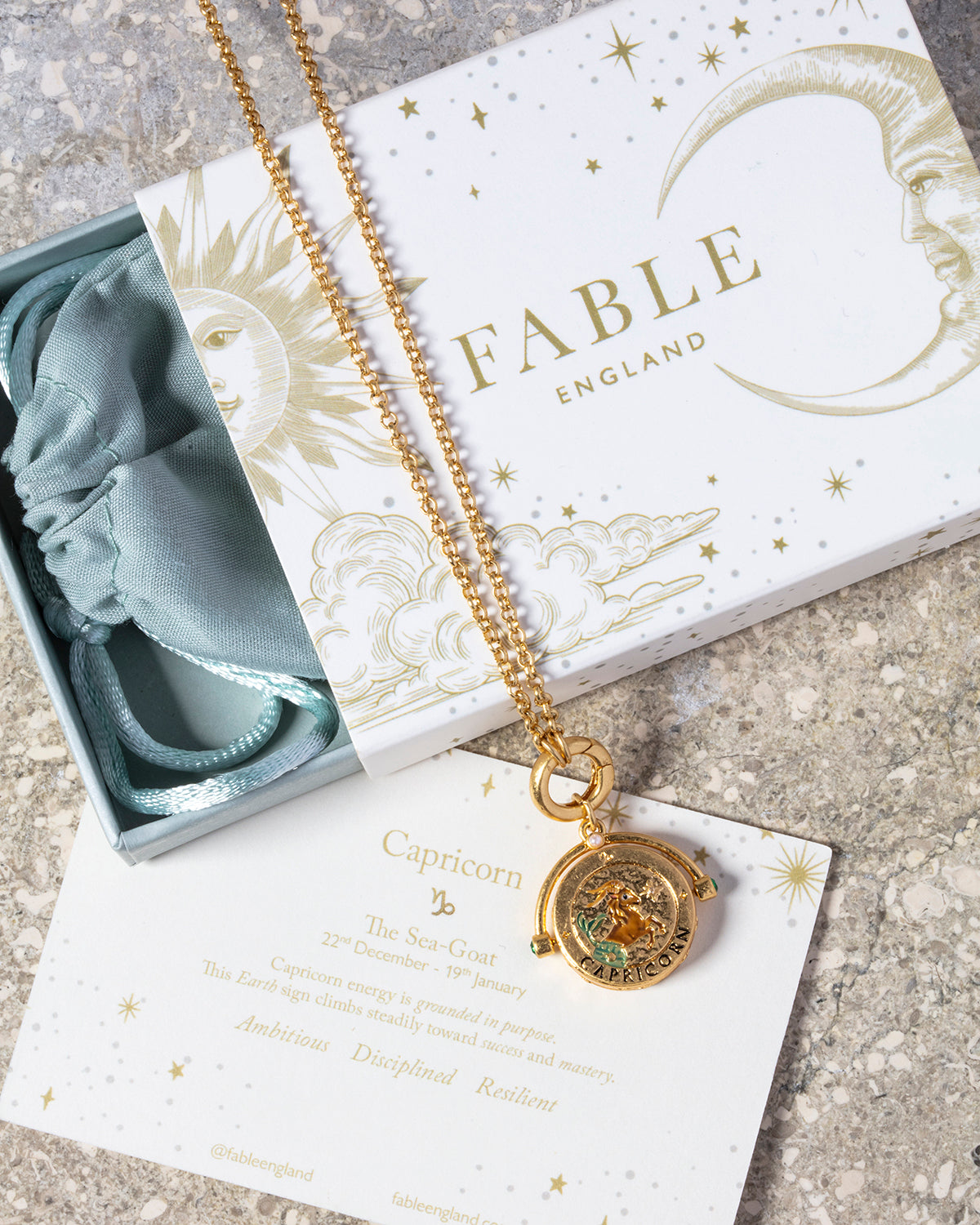 山羊座 Zodiac Spinner ネックレス ゴールド | Fable England
