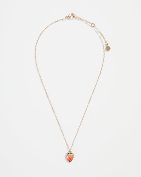 Fable Enamel Short Strawberry Necklace