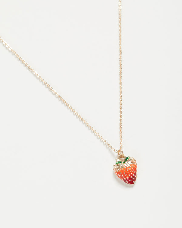 Fable Enamel Short Strawberry Necklace