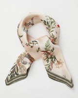 Fable England Scarf Toile de Jouy Olive Green Square Scarf