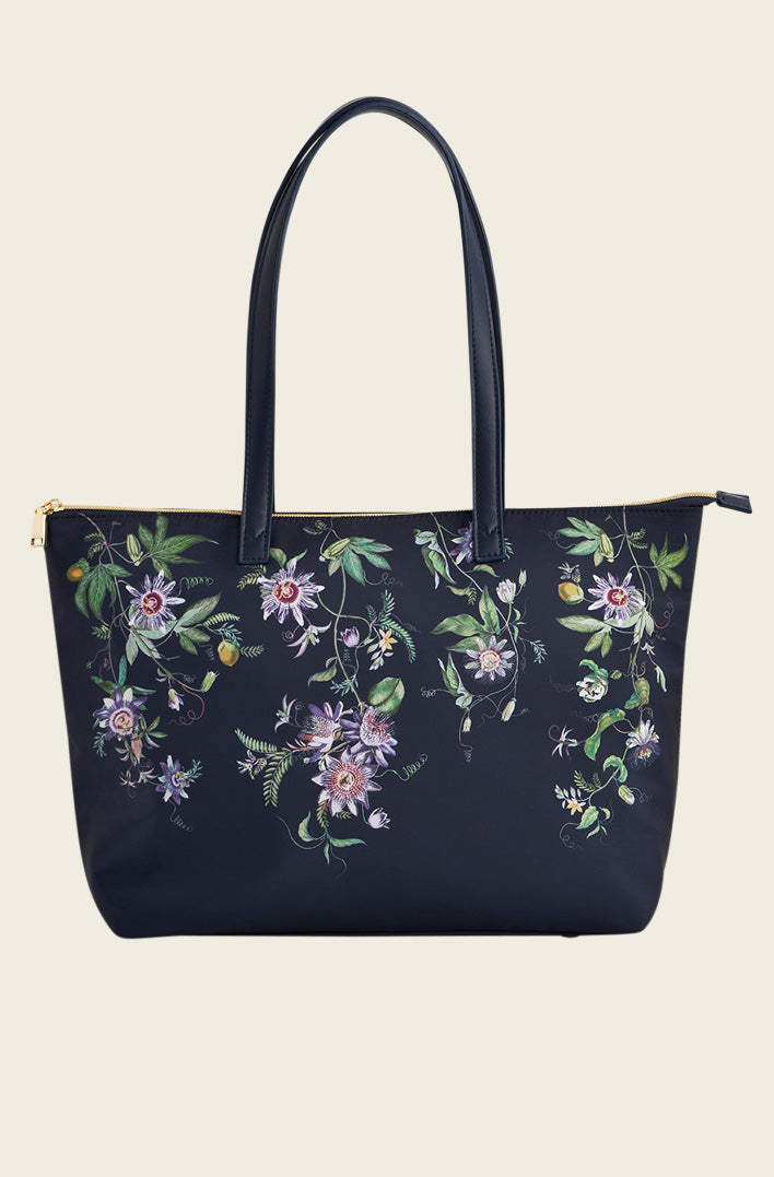 passionflower print grab tote