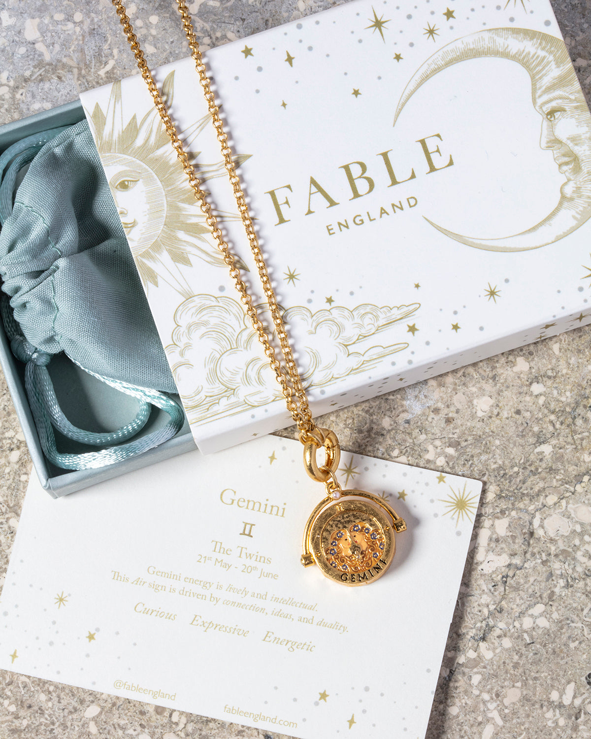 ふたご座 ゾディアック スピナー ネックレス ゴールド | Fable England