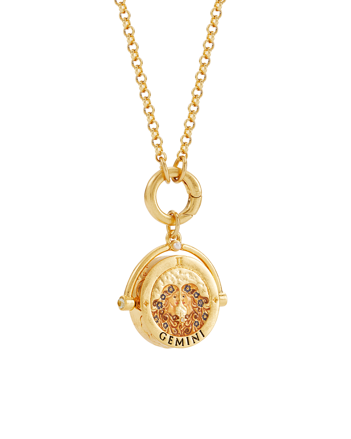 Zwillinge Sternzeichen Halskette mit Drehanhänger in Gold