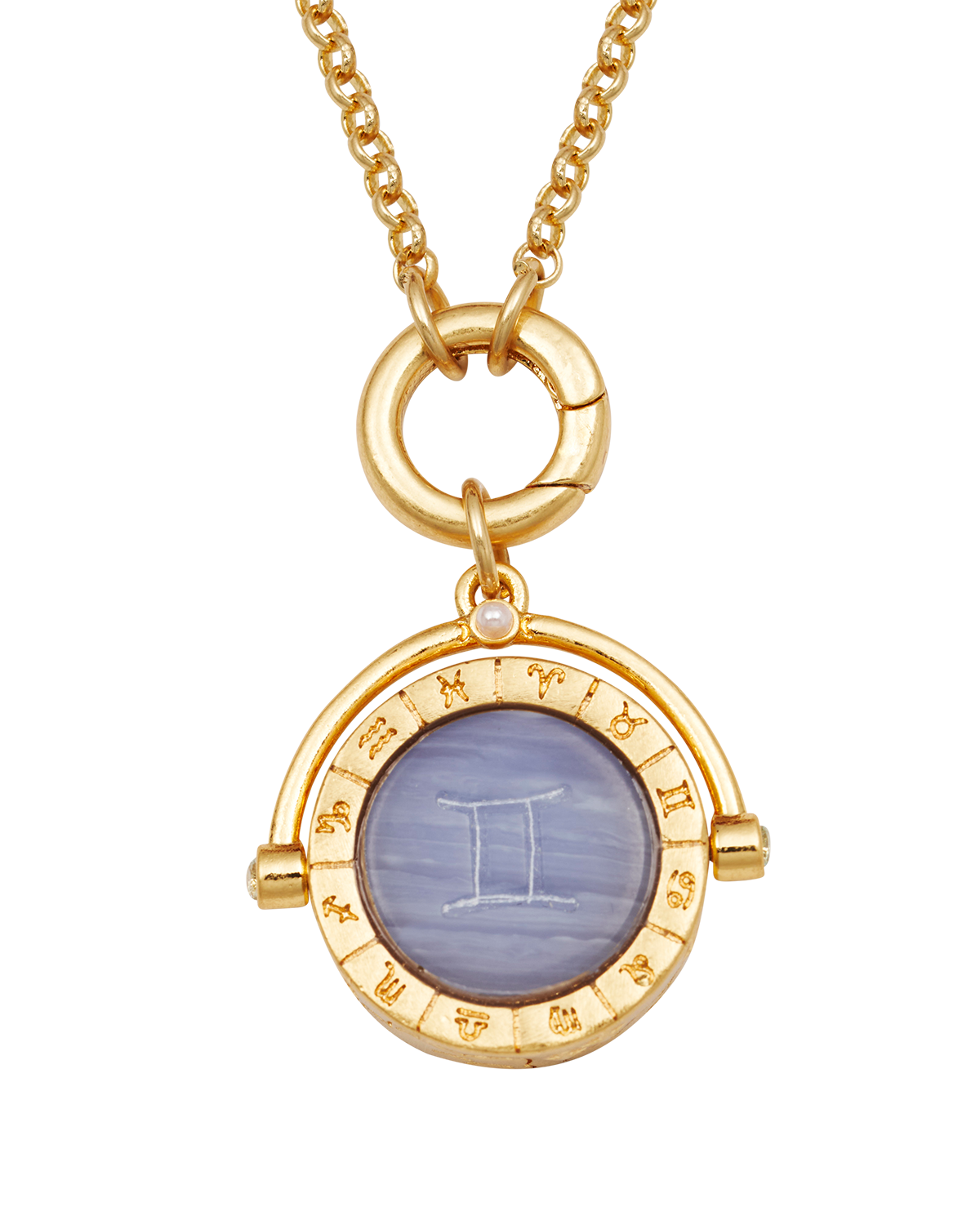 Zwillinge Sternzeichen Halskette mit Drehanhänger in Gold