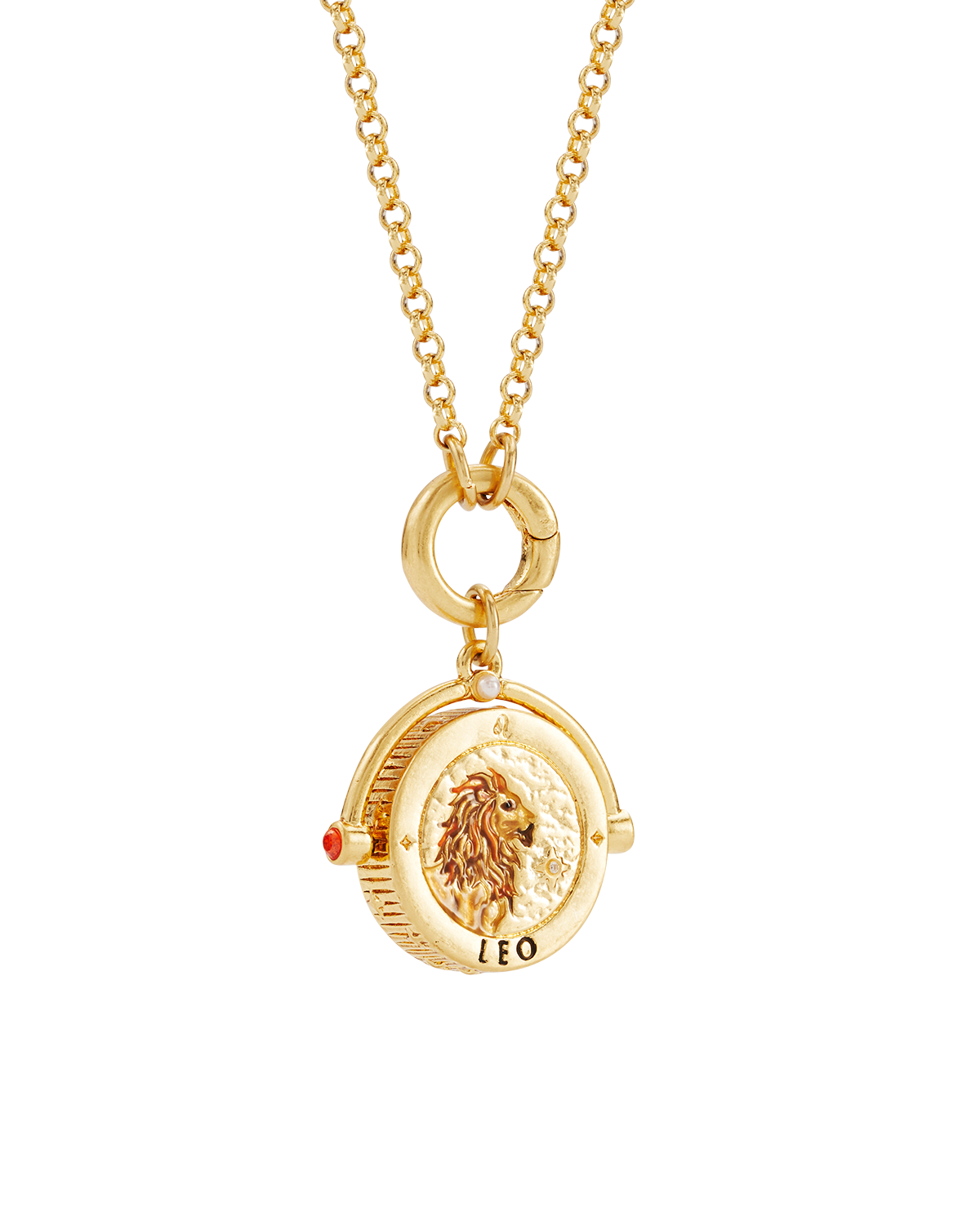 Collar giratorio con signo del zodiaco Leo dorado