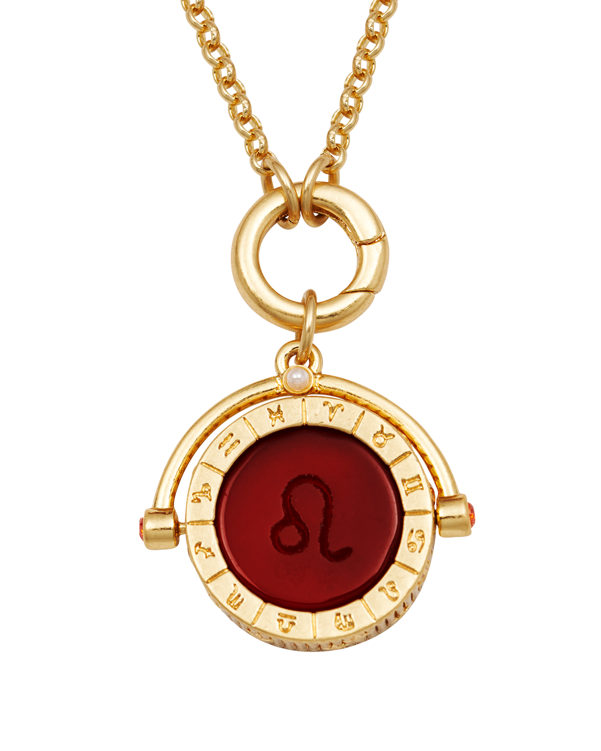 Collar giratorio con signo del zodiaco Leo dorado