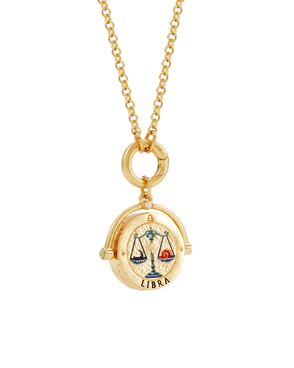 Waage Sternzeichen Halskette mit Drehanhänger in Gold