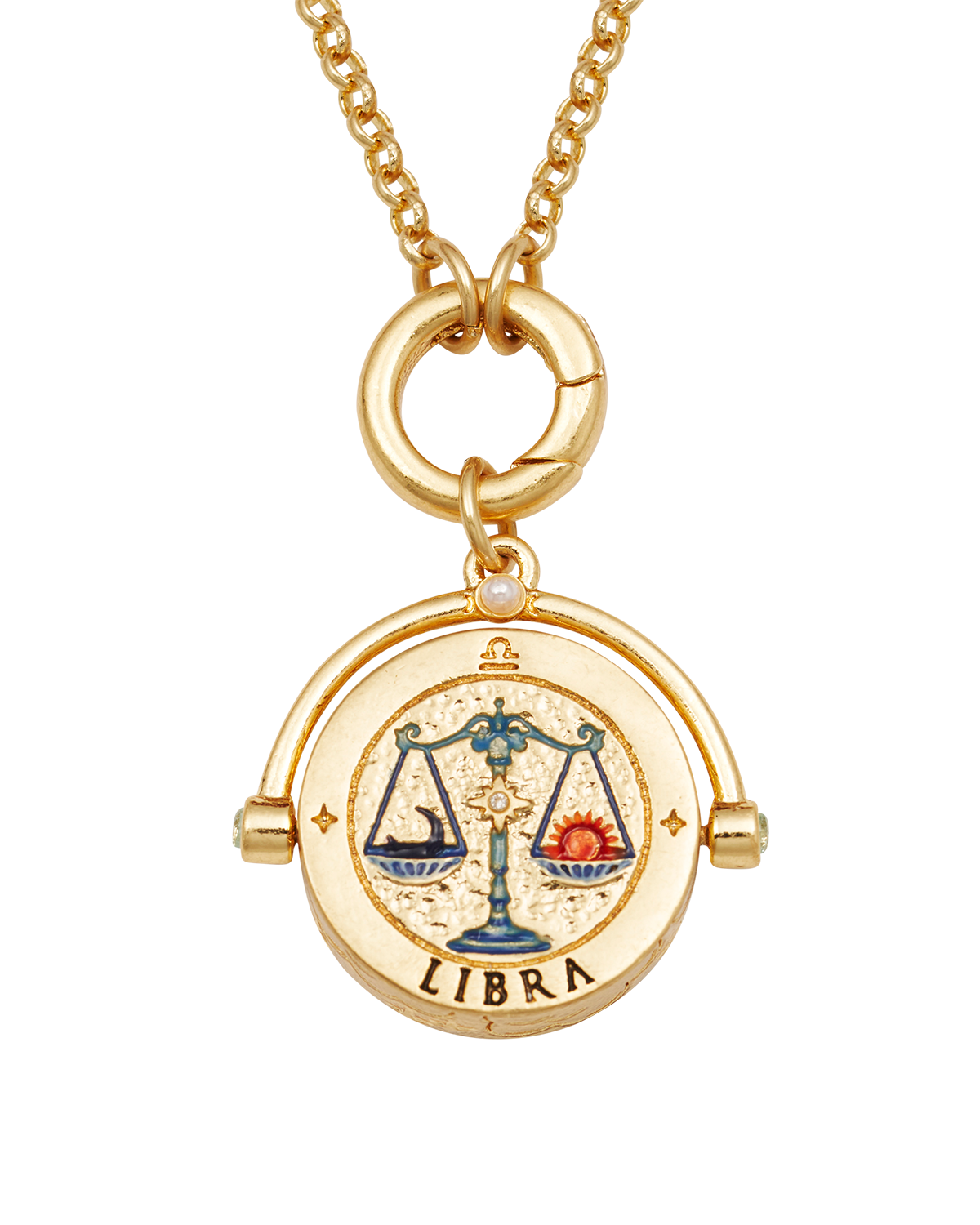 Waage Sternzeichen Halskette mit Drehanhänger in Gold