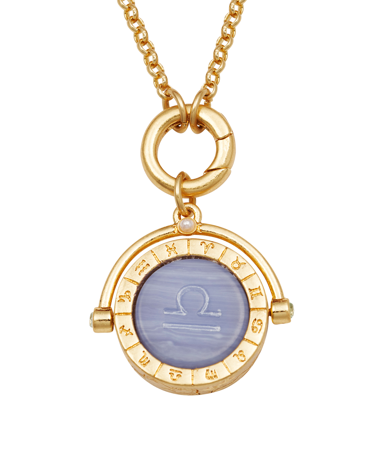 Waage Sternzeichen Halskette mit Drehanhänger in Gold