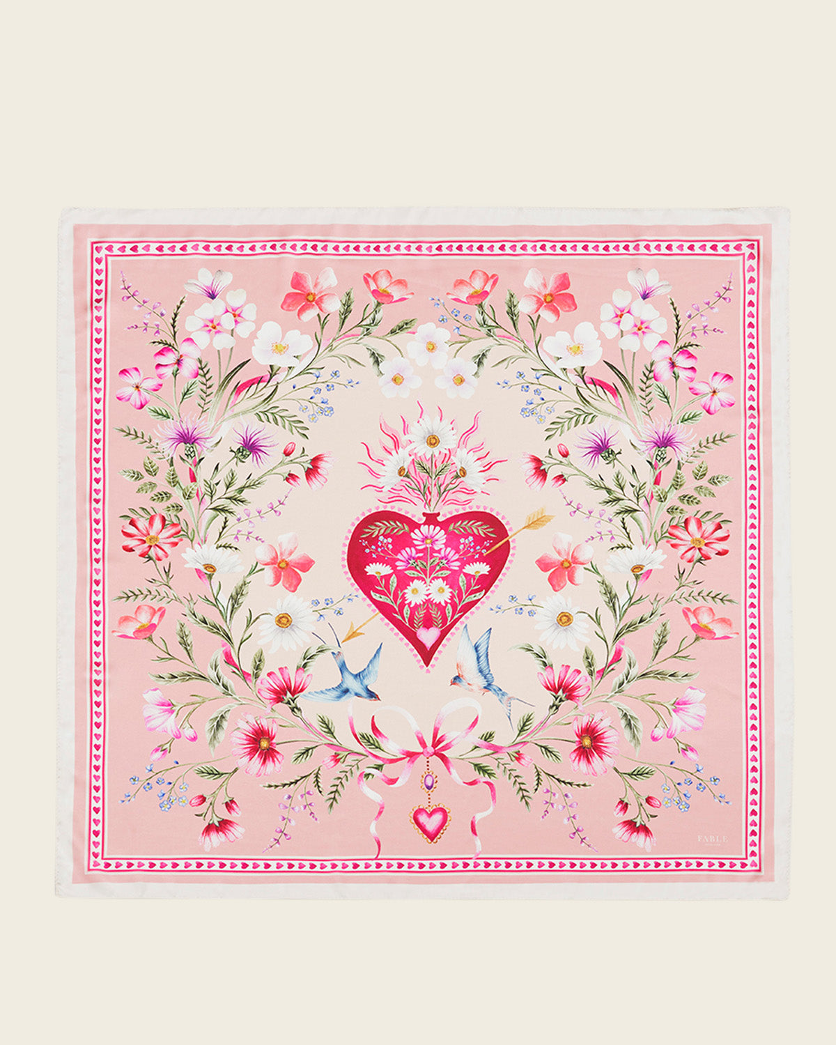 penelope pink heart floral square scarf