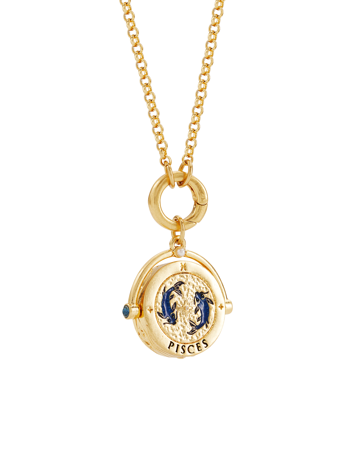 Fische Sternzeichen Halskette mit Drehanhänger in Gold