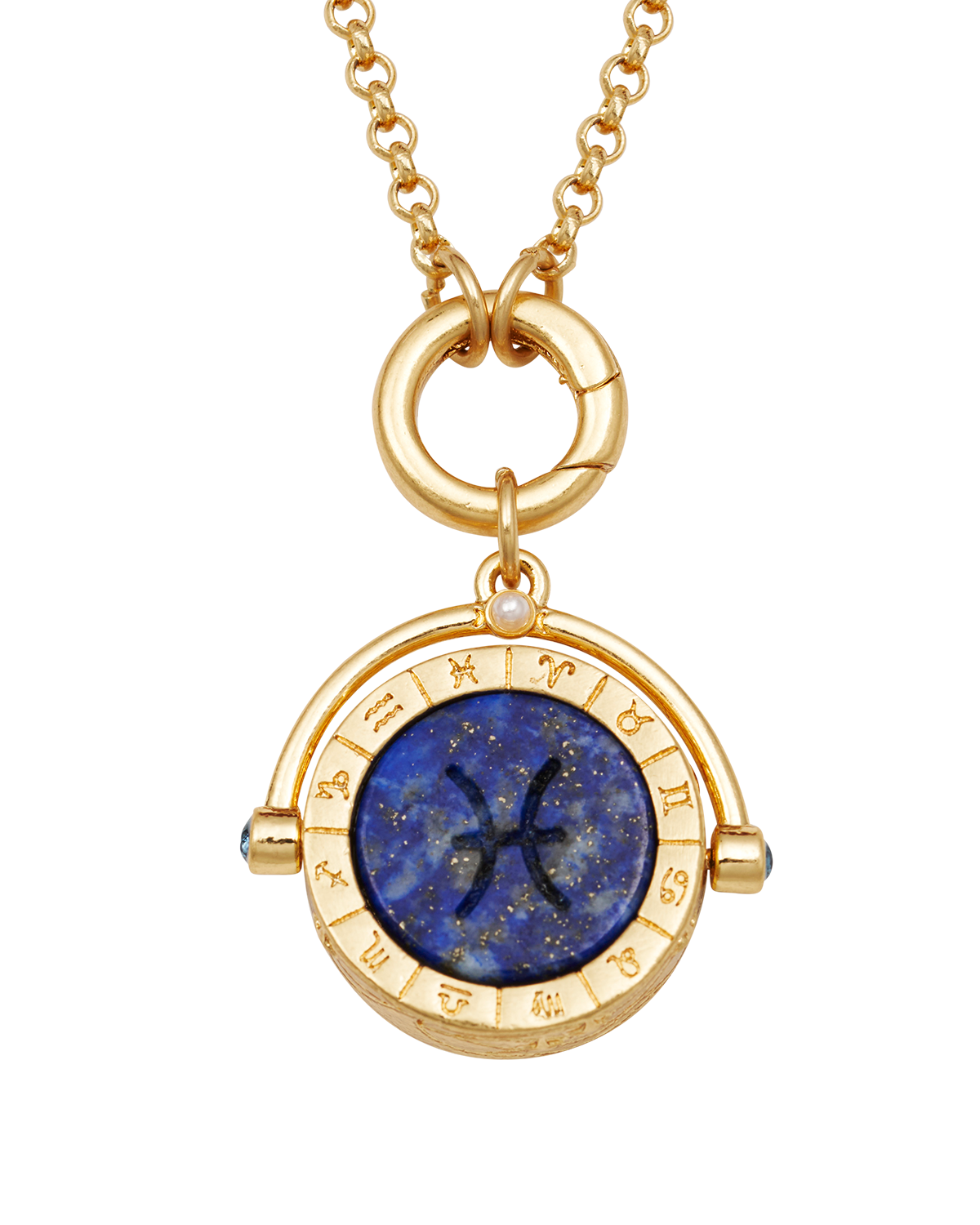 Fische Sternzeichen Halskette mit Drehanhänger in Gold