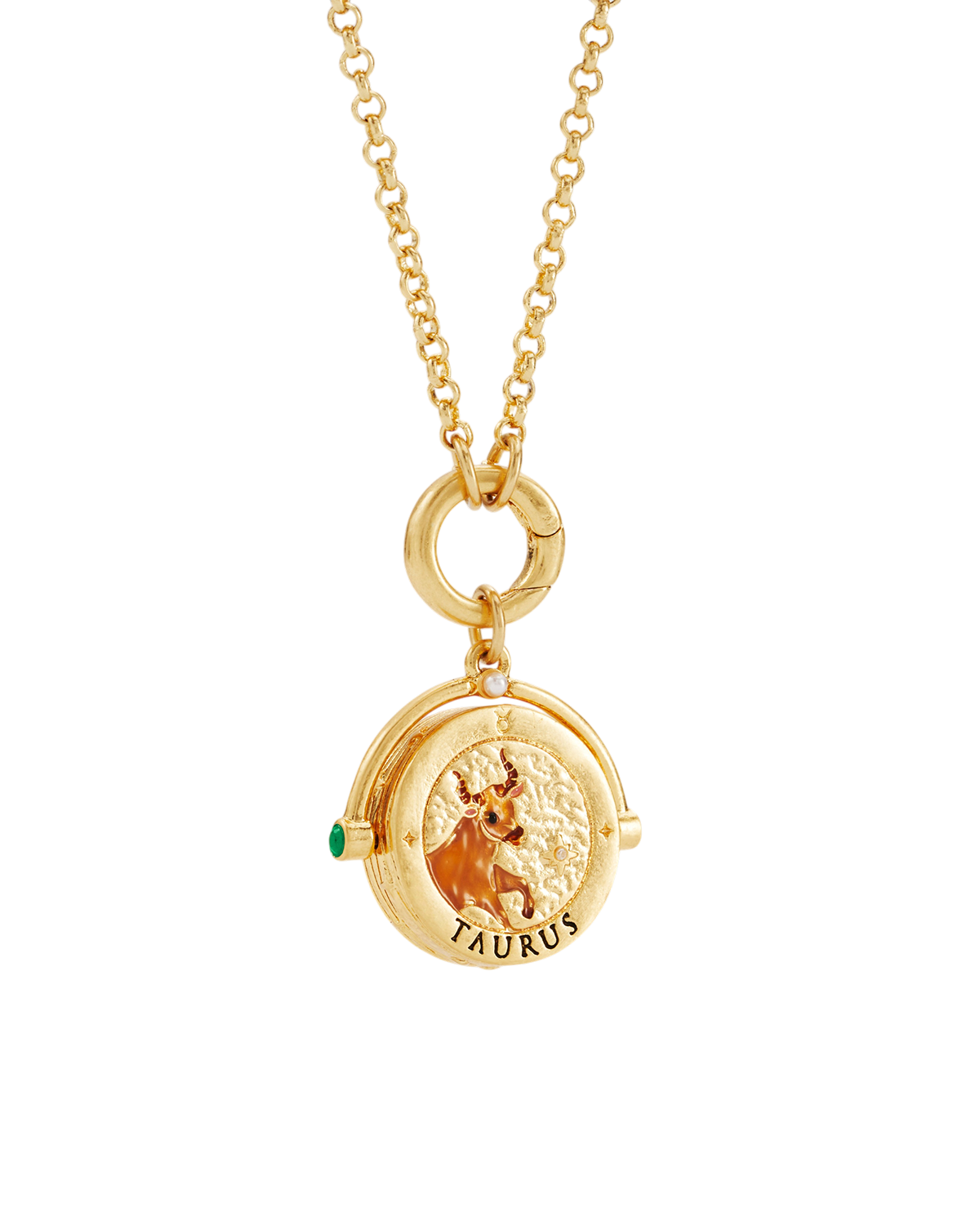Collier du Zodiaque Taureau à pendentif rotatif doré